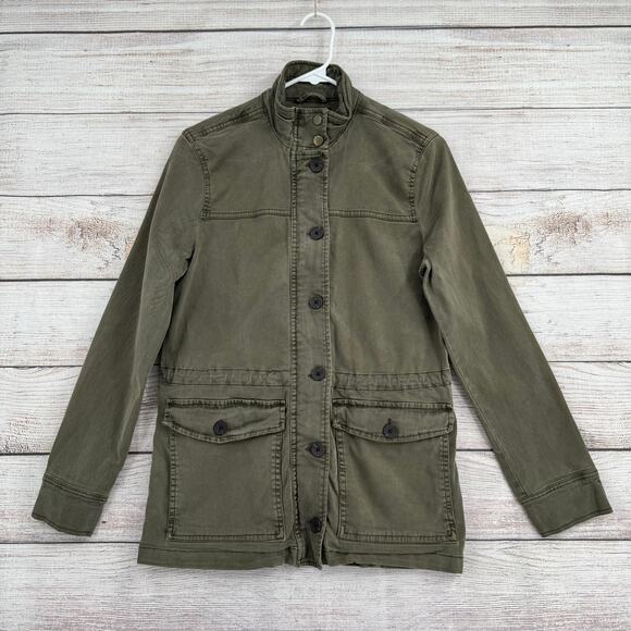 Lucky Brand Military Button Down jacket Womens Small Green Stretch - Picture 1 of 12